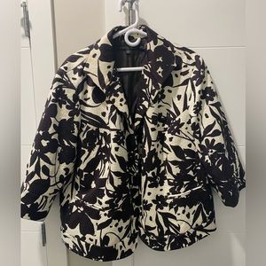 Monochrome brown and ivory jacquard blazer jacket